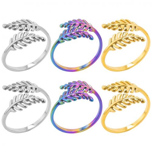 Stainless Steel Finger Ring 304 Stainless Steel Leaf Vacuum Ion Plating fashion jewelry & Unisex US Ring Sold By PC
