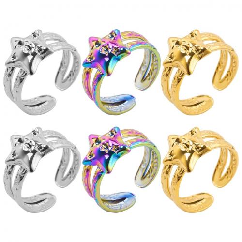 Stainless Steel Finger Ring, 304 Stainless Steel, Star, Vacuum Ion Plating, fashion jewelry & Unisex, more colors for choice, US Ring Size:8, Sold By PC