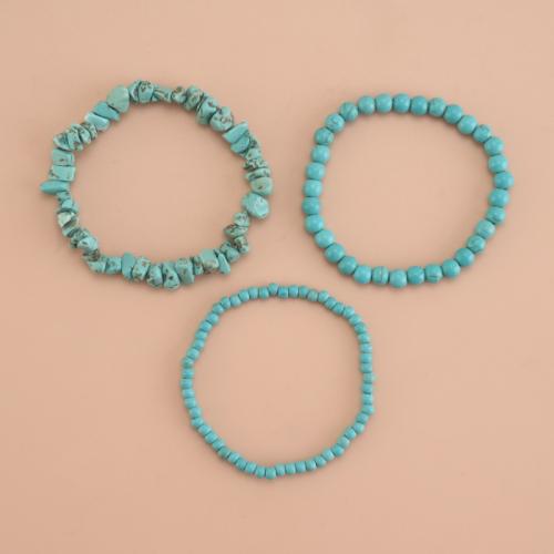 Fashion Turquoise Bracelets handmade three pieces & fashion jewelry & for woman Length Approx 16-30 cm Sold By Set