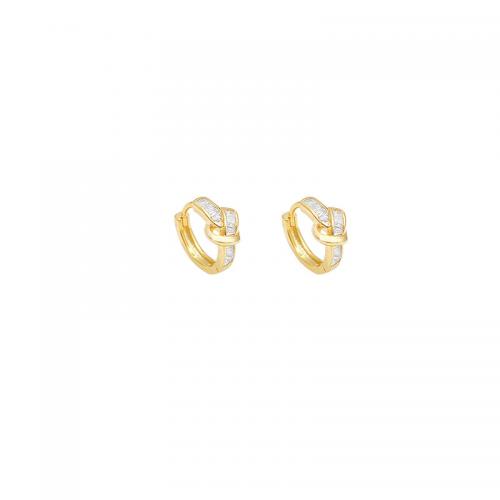 Cubic Zirconia Micro Pave Brass Earring, fashion jewelry & micro pave cubic zirconia & for woman, golden, nickel, lead & cadmium free, 16x15mm, Sold By Pair