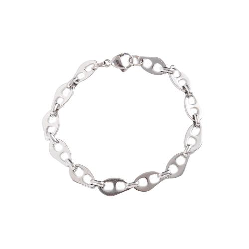 Stainless Steel Jewelry Bracelet 304 Stainless Steel polished fashion jewelry & Unisex original color 7.70mm Sold By PC