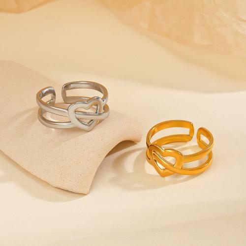 Rozsdamentes acél Finger Ring, 304 rozsdamentes acél, Szív, divat ékszerek & a nő, több színt a választás, inner diameter 17mm, Által értékesített PC