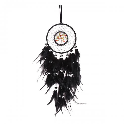 Fashion Dream Catcher, Feather, with Rattan & Nylon & Iron, handmade, for home and office, black, 480mm, Sold By PC