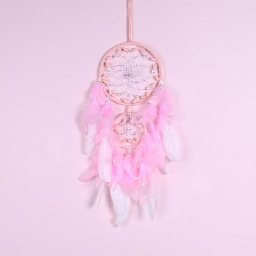 Мода Dreamcatcher, перья, с Тростник & нейлон & Железо, Связанный вручную, для дома и офиса, розовый, 460mm, продается PC