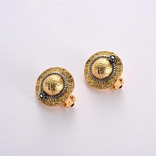 Brass Earring Clip Hat plated fashion jewelry golden nickel lead & cadmium free Sold By Pair