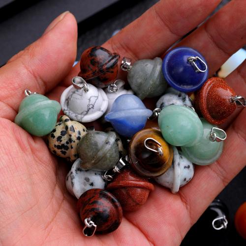 Gemstone Pendants Jewelry, with Iron, DIY, mixed colors, 18x21mm, 10PCs/Bag, Sold By Bag
