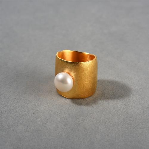 Brass Necklace, with Freshwater Pearl, plated, fashion jewelry, gold, nickel, lead & cadmium free, US Ring Size:6-8, Sold By PC