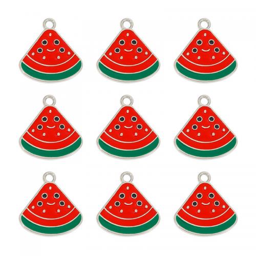 Tibetan Style Enamel Pendants, Watermelon, plated, DIY, more colors for choice, nickel, lead & cadmium free, 18x18.80x1.20mm, Approx 300PCs/Bag, Sold By Bag