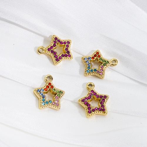 Stainless Steel Pendants, 304 Stainless Steel, Star, plated, DIY & with rhinestone, more colors for choice, 12x14.50mm, 10PCs/Bag, Sold By Bag