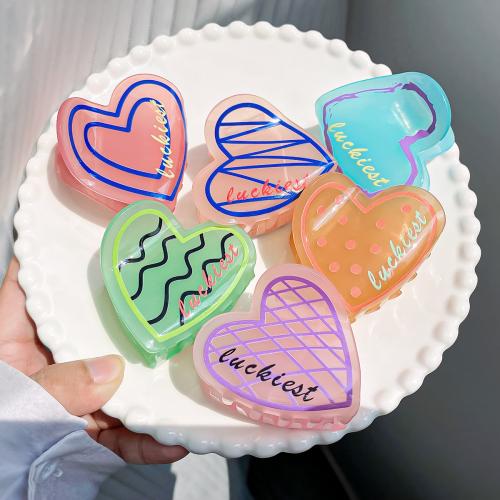 Hair Claw Clips, Acrylic, Heart, fashion jewelry, more colors for choice, 65x55mm, Sold By PC