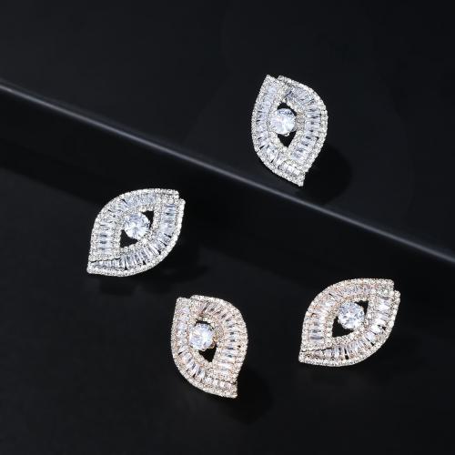 Cubic Zirconia Micro Pave Brass Earring, fashion jewelry & micro pave cubic zirconia & for woman, more colors for choice, nickel, lead & cadmium free, 32x32mm, Sold By Pair