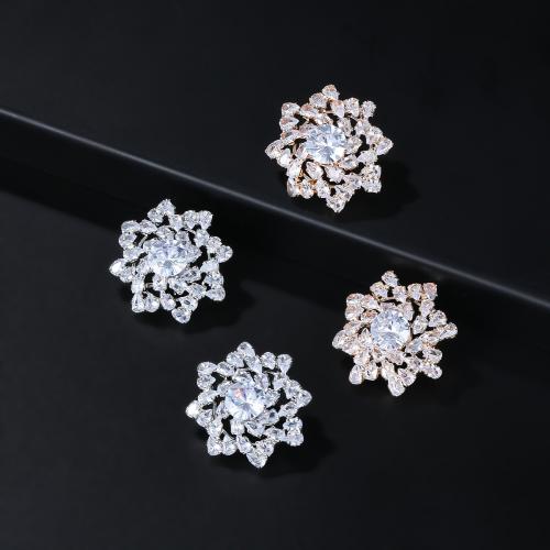 Cubic Zirconia Micro Pave Brass Earring, Flower, fashion jewelry & micro pave cubic zirconia & for woman, more colors for choice, nickel, lead & cadmium free, 32x32mm, Sold By Pair