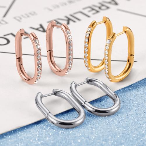 Stainless Steel Lever Back Earring, 304 Stainless Steel, fashion jewelry & for woman & with rhinestone, more colors for choice, nickel, lead & cadmium free, 25x17.50mm, Sold By PC