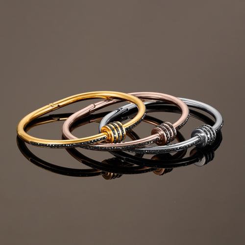 Stainless Steel Bangle 304 Stainless Steel plated fashion jewelry & for woman & with rhinestone nickel lead & cadmium free Sold By PC