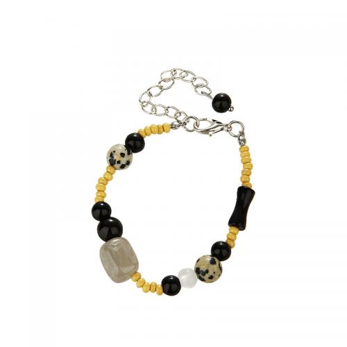 Tibetan Style Bracelet, with Natural Stone & Porcelain & Plastic, with 5CM extender chain, plated, Unisex, multi-colored, Length:Approx 14 cm, Sold By PC