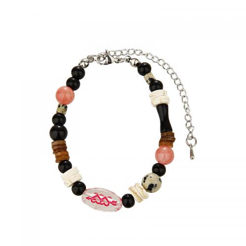 Tibetan Style Bracelet, with Natural Stone & Shell & Acrylic, with 7CM extender chain, plated, Unisex, more colors for choice, Length:Approx 17 cm, Sold By PC