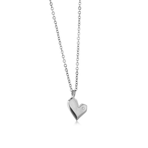 Titanium Steel Necklace, with 5CM extender chain, Heart, plated, micro pave cubic zirconia & for woman, more colors for choice, Length:Approx 45 cm, Sold By Lot