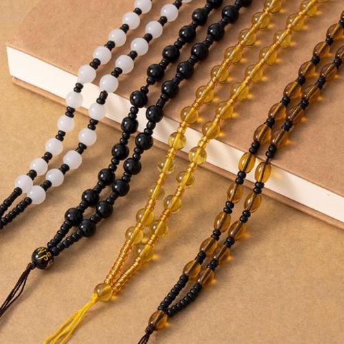 Moda Ogrlica Cord, Terylene Cord, s Staklene perle, modni nakit & možete DIY, više boja za izbor, Dužina 64 cm, Prodano By PC