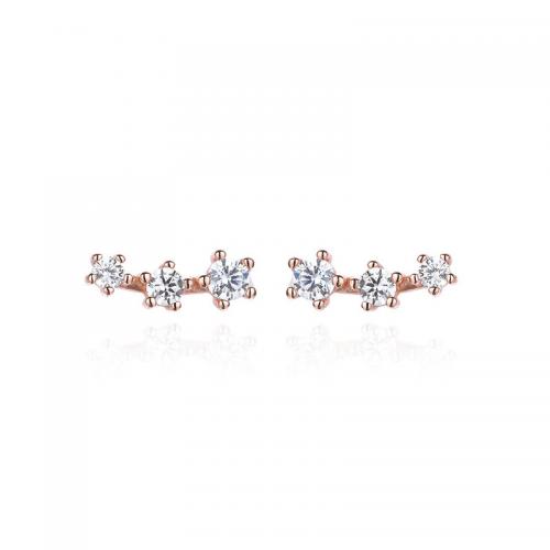 925 Sterling Silver Stud Earring Geometrical Pattern plated micro pave cubic zirconia & for woman Sold By Pair