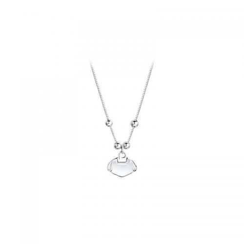 925 Sterling Silver Necklace, with Cats Eye, with 2inch extender chain, Longevity Lock, platinum plated, fashion jewelry & for woman, Length:Approx 15.7 Inch, Sold By PC