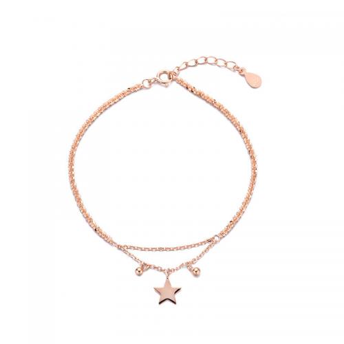 925 Sterling Silver Bracelet with 1.2inch extender chain Star plated Double Layer & for woman Length Approx 6.7 Inch Sold By PC