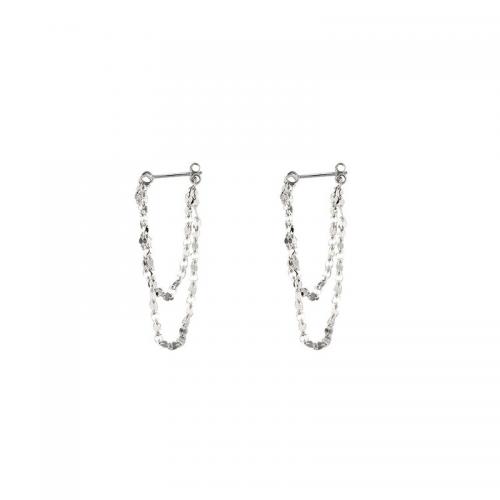 925 Sterling Silver Drop Earring, fashion jewelry & for woman, silver color, 40mm, Sold By Pair