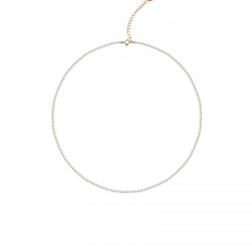 Perle de CRYSTALLIZED™ collier, avec Argent sterling 925, avec 2inch chaînes de rallonge, Rond, bijoux de mode & pour femme, couleur or rose, pearl length 2mm, Longueur:Environ 15 pouce, Vendu par PC