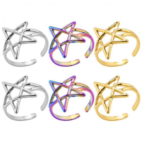 Stainless Steel Finger Ring, 304 Stainless Steel, Star, Vacuum Ion Plating, fashion jewelry & Unisex & hollow, more colors for choice, US Ring Size:8, Sold By PC