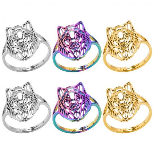 Stainless Steel Finger Ring, 304 Stainless Steel, Wolf, Vacuum Ion Plating, fashion jewelry & Unisex & hollow, more colors for choice, US Ring Size:8, Sold By PC