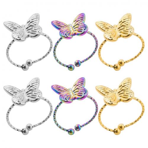 Stainless Steel Finger Ring 304 Stainless Steel Butterfly Vacuum Ion Plating fashion jewelry & Unisex US Ring Sold By PC