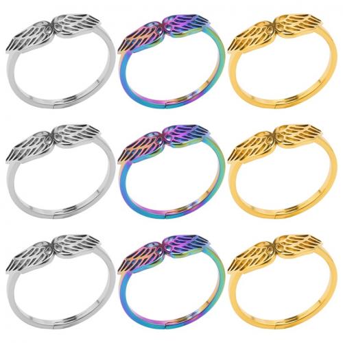Stainless Steel Finger Ring, 304 Stainless Steel, Wing Shape, Vacuum Ion Plating, fashion jewelry & Unisex, more colors for choice, US Ring Size:8, Sold By PC