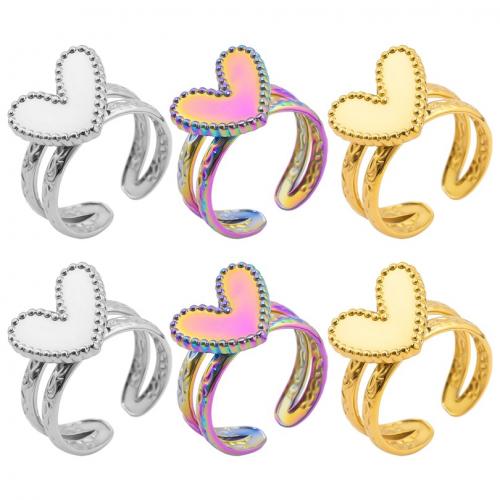Stainless Steel Finger Ring, 304 Stainless Steel, Heart, Vacuum Ion Plating, fashion jewelry & Unisex, more colors for choice, US Ring Size:8, Sold By PC