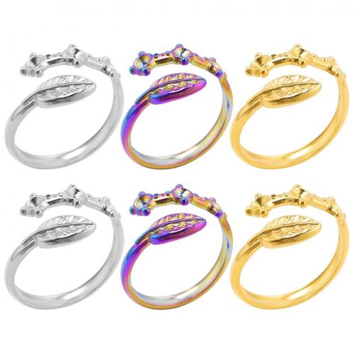 Stainless Steel Finger Ring, 304 Stainless Steel, Leaf, Vacuum Ion Plating, fashion jewelry & Unisex, more colors for choice, US Ring Size:8, Sold By PC