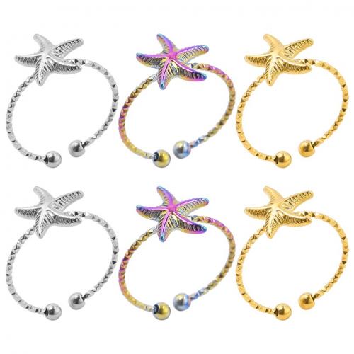 Stainless Steel Finger Ring, 304 Stainless Steel, Starfish, Vacuum Ion Plating, fashion jewelry & Unisex, more colors for choice, US Ring Size:8, Sold By PC