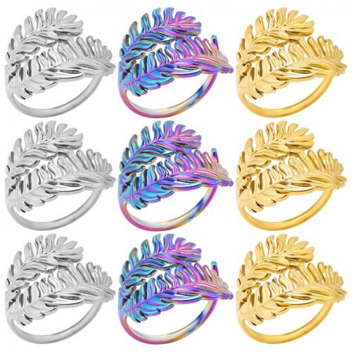 Stainless Steel Finger Ring 304 Stainless Steel Leaf Vacuum Ion Plating fashion jewelry & Unisex US Ring Sold By PC
