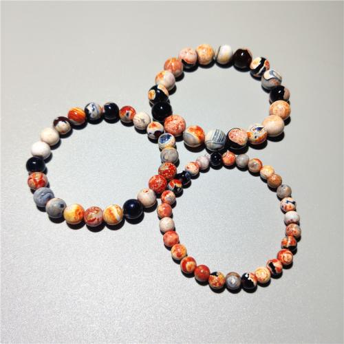 Agate Jewelry Bracelet, Round, fashion jewelry & Unisex & different size for choice, mixed colors, Length:Approx 18 cm, Sold By PC