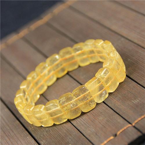 Natural Quartz Jewelry Beads Rutilated Quartz Rectangle fashion jewelry & Unisex yellow Length Approx 18 cm Sold By PC