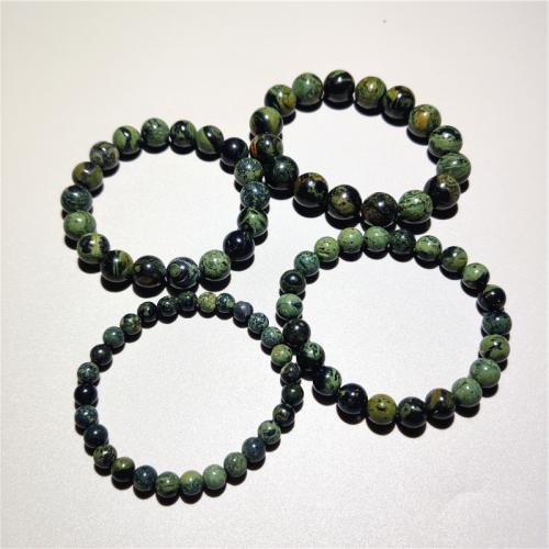 Pulseiras de pedras preciosas, Kambaba+Jasper Kambaba +Jasper, Roda, polido, joias de moda & unissex & tamanho diferente para a escolha, verde escuro, comprimento Aprox 18 cm, vendido por PC