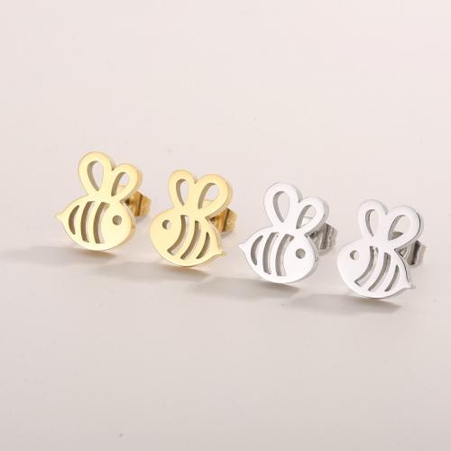Stainless Steel Stud Earrings 304 Stainless Steel Bee Vacuum Ion Plating fashion jewelry & for woman Sold By Pair
