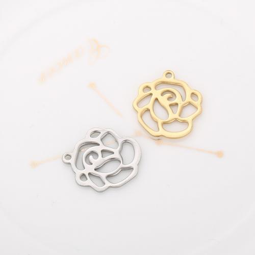 Stainless Steel Flower Pendant 304 Stainless Steel Rose Vacuum Ion Plating fashion jewelry & DIY 14mm Sold By PC