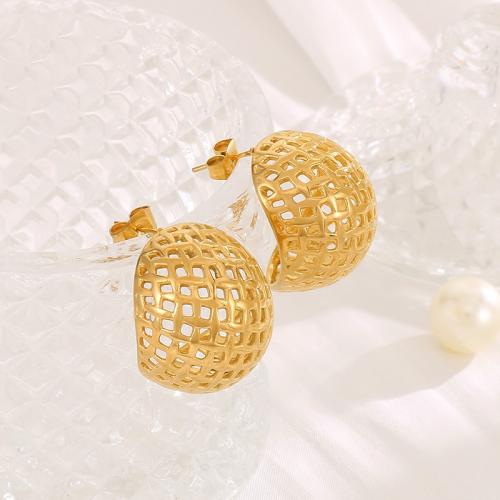 Stainless Steel Stud Earrings 304 Stainless Steel gold color plated fashion jewelry & for woman golden Sold By Pair