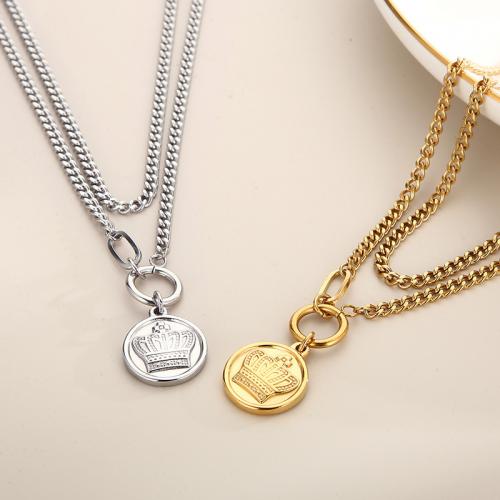 Stainless Steel Jewelry Necklace 304 Stainless Steel Vacuum Ion Plating Double Layer & fashion jewelry & for woman Length Approx 16.93 Inch Approx 17.72 Inch Sold By PC