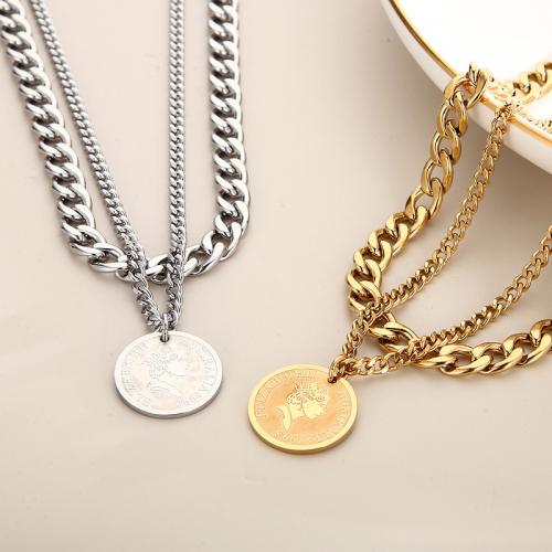 Stainless Steel Jewelry Necklace 304 Stainless Steel Vacuum Ion Plating Double Layer & fashion jewelry & for woman Length Approx 16.93 Inch Approx 18.9 Inch Sold By PC
