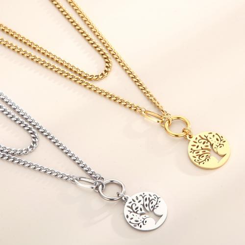 Stainless Steel Jewelry Necklace 304 Stainless Steel Vacuum Ion Plating Double Layer & fashion jewelry & for woman Length Approx 16.93 Inch Approx 18.5 Inch Sold By PC