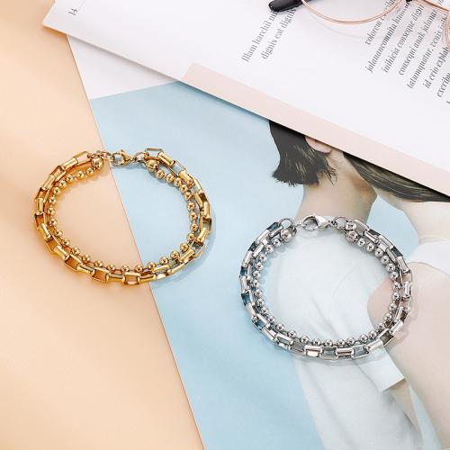 Bracelet d'acier titane, Double couche & bijoux de mode & pour femme, plus de couleurs à choisir, 5mm, Longueur:Environ 8.87 pouce, Vendu par PC