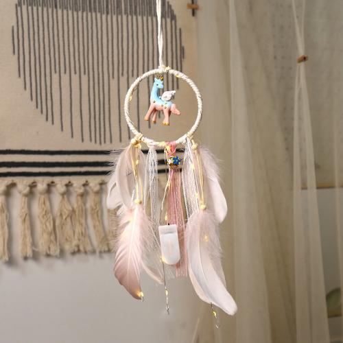 Fashion Dream Catcher Feather with Nylon & Iron Unicorn handmade for home and office 300mm Sold By PC