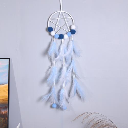 Fashion Dream Catcher, Feather, with Rattan & Nylon & Iron, Star, handmade, for home and office, more colors for choice, 550mm, Sold By PC