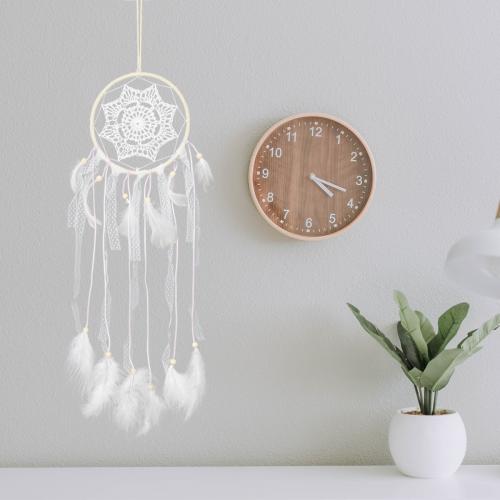Fashion Dream Catcher Feather with Lace & Nylon & Iron handmade for home and office white 610mm Sold By PC