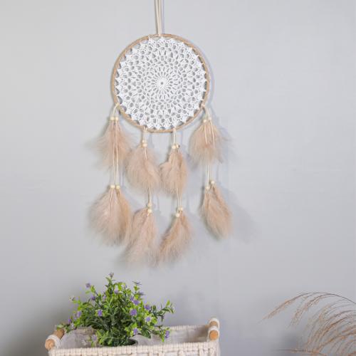 Fashion Dream Catcher Feather with Rattan & Nylon & Iron handmade for home and office pink 500mm Sold By PC