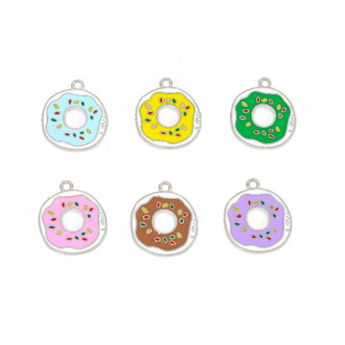 Zinc Alloy Enamel Pendants Round plated DIY nickel lead & cadmium free Approx Sold By Bag